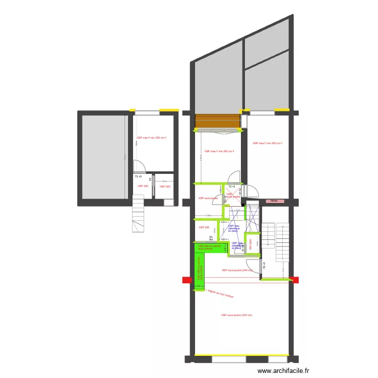 BAUCQ 77 1e étage HSP sous cuisine. Plan de 13 et 100 m² BAUCQ 77 1e étage HSP sous cuisine. Plan de 13 et 100 m²