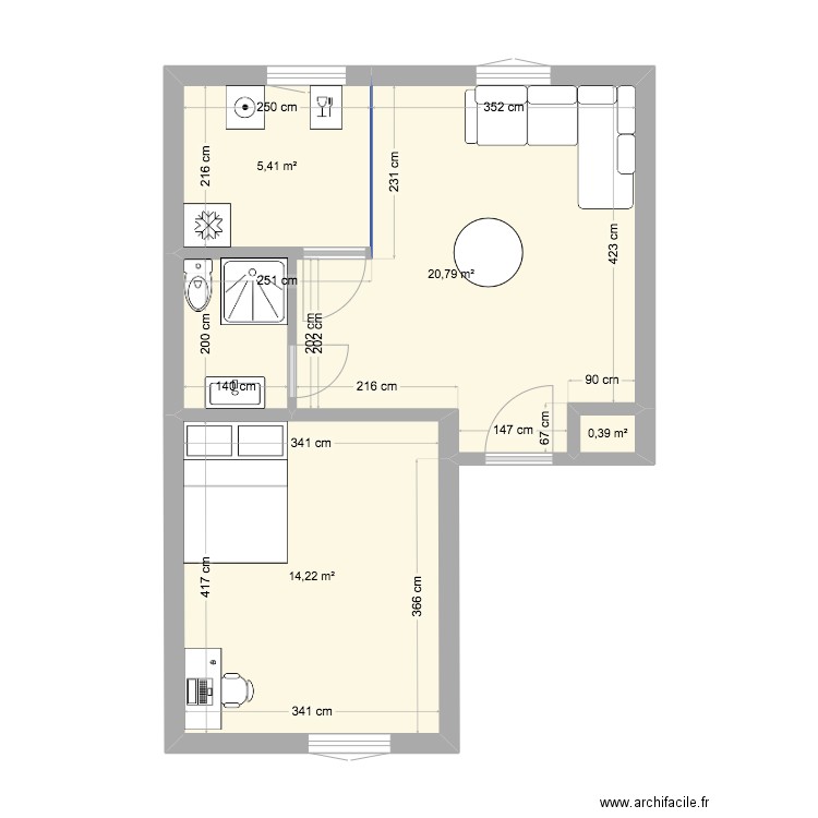 Appartement Léna 2. Plan de 4 pièces et 41 m2