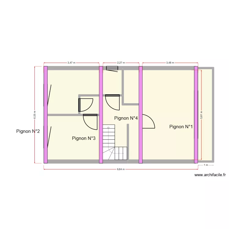 num&eacute;rotation des pignons.. Plan de 7  et 54 m²