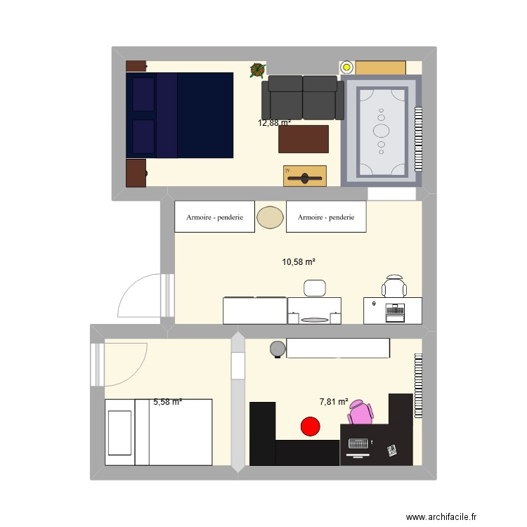 Chou V2. Plan de 4 pièces et 37 m2