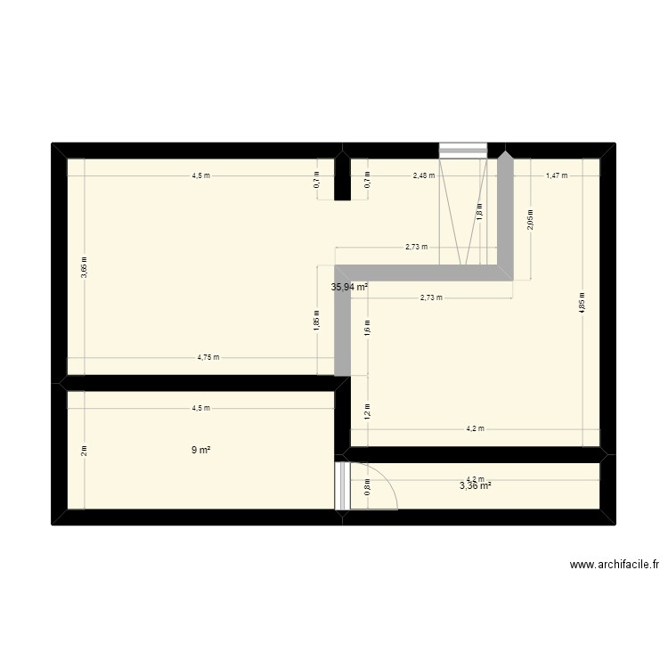 Plan garage. Plan de 3 pièces et 48 m2