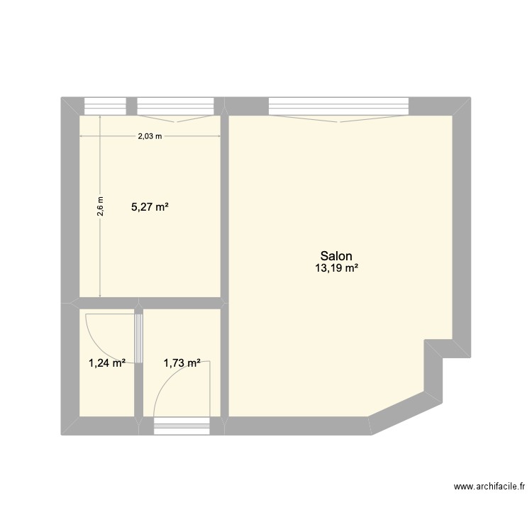 studio. Plan de 4 pièces et 21 m2