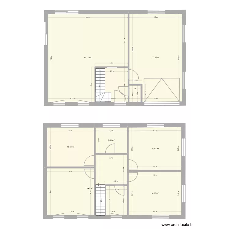 MAISON 2. Plan de 7  et 165 m²