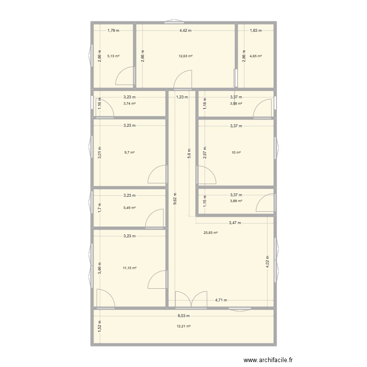 maison anna. Plan de 12 pièces et 108 m2