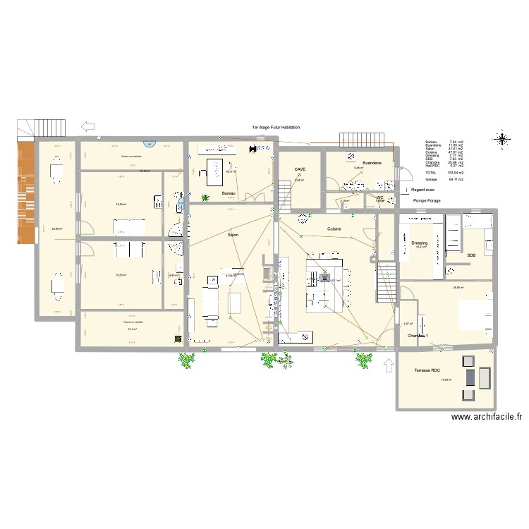 plans 1 er étage  2. Plan de 17 pièces et 290 m2