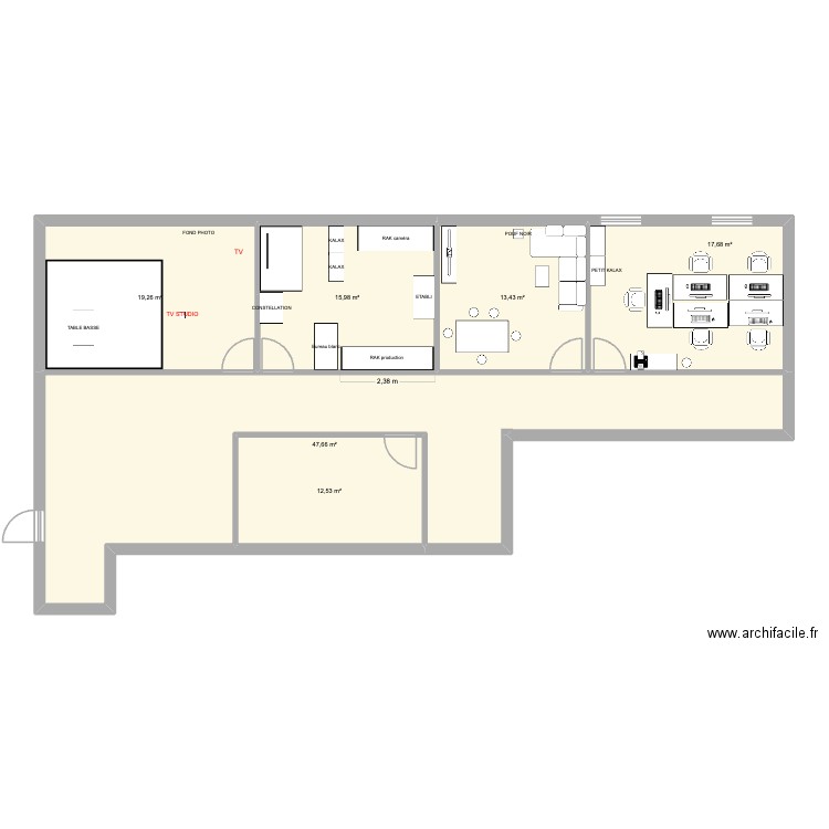 nouveau bureau 26 - Gaab. Plan de 6 pièces et 127 m2