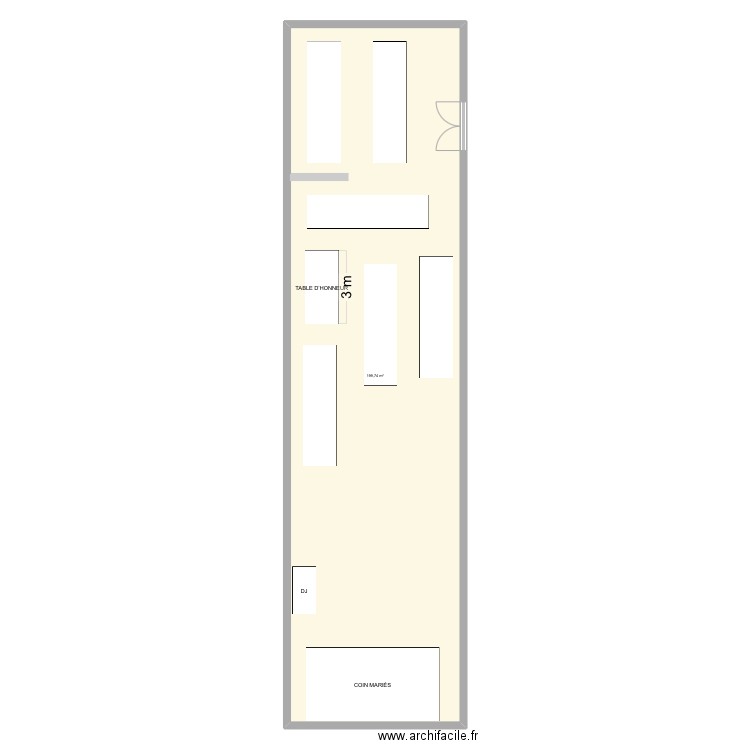 Plan de salle mariage 2. Plan de 1 pièce et 200 m2