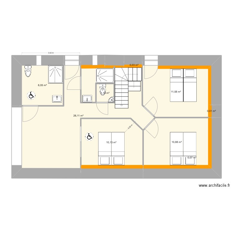 Poireauterie 2. Plan de 24 pièces et 131 m2