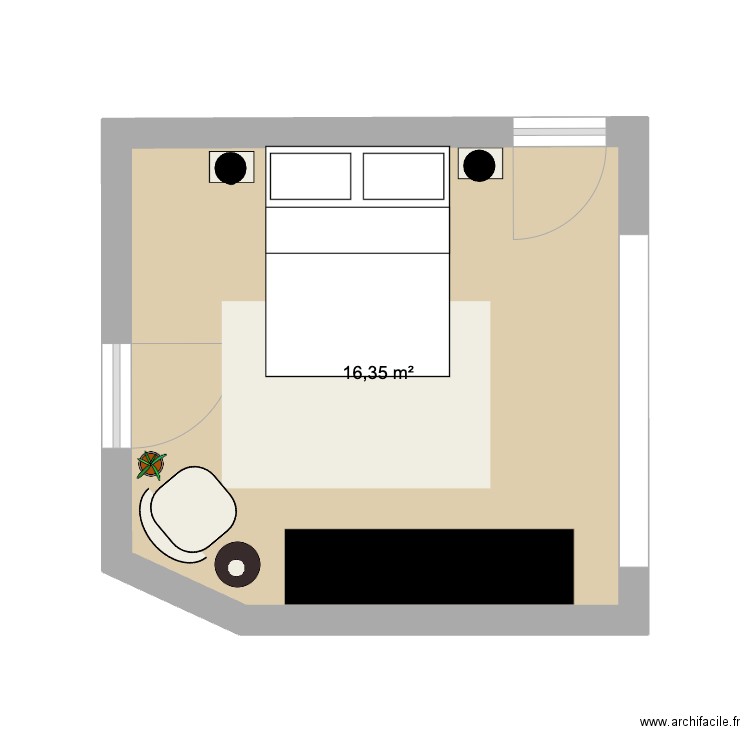 Chambre Ixl. Plan de 1 pièce et 17 m2