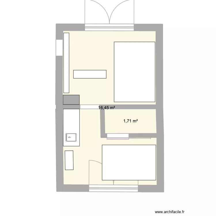 Chambre Ixl. Plan de 2  et 18 m²
