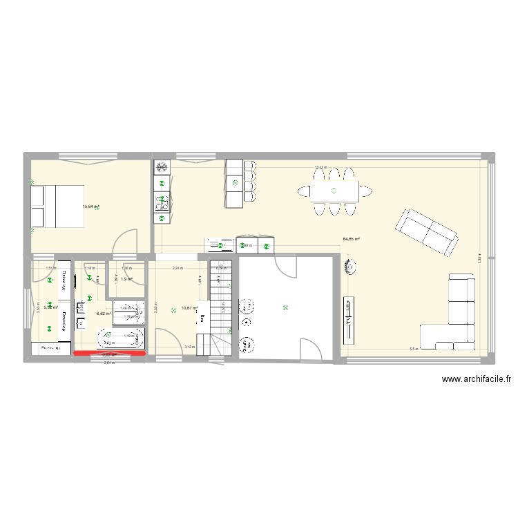 Projet RDC Ampere V3. Plan de 7 pièces et 105 m2
