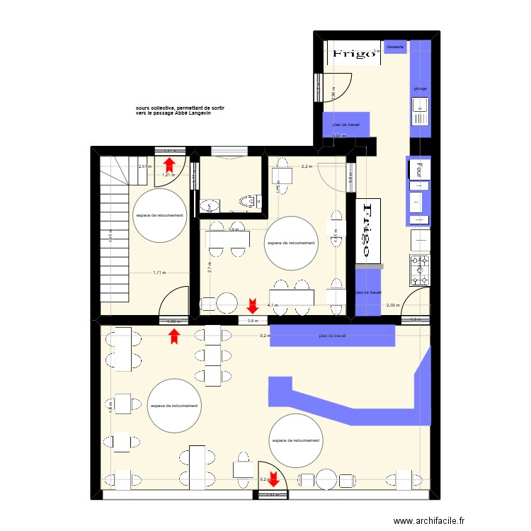 le cochon de lait -evacuation. Plan de 4 pièces et 90 m2