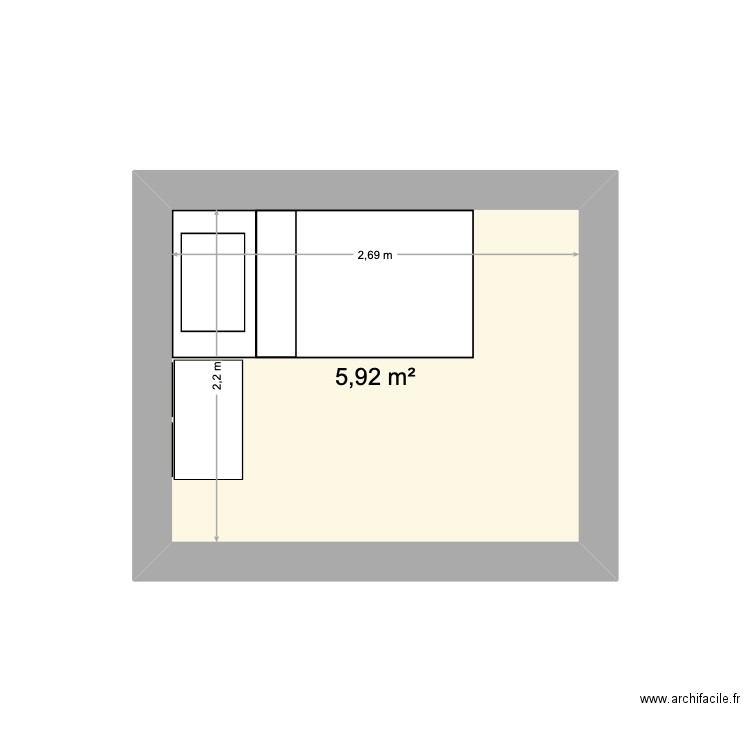 Rosas : chbre. Plan de 1 pièce et 6 m2