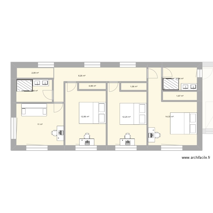 Last. Plan de 16 pièces et 167 m2