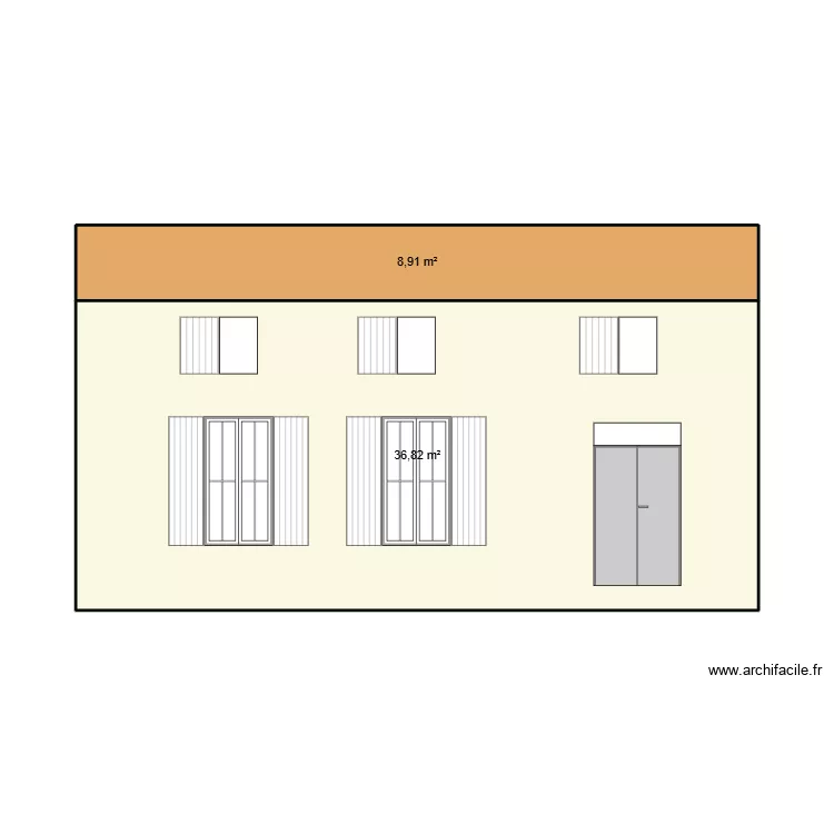 facade est vant travaux. Plan de 2  et 50 m²