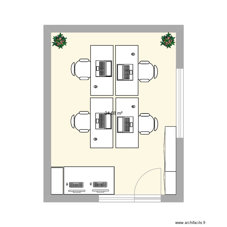 Bureau IT. Plan de 1 pièce et 25 m2