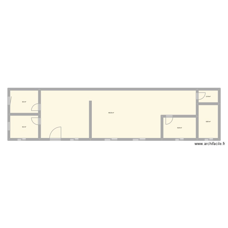 cab. Plan de 6 pièces et 123 m2