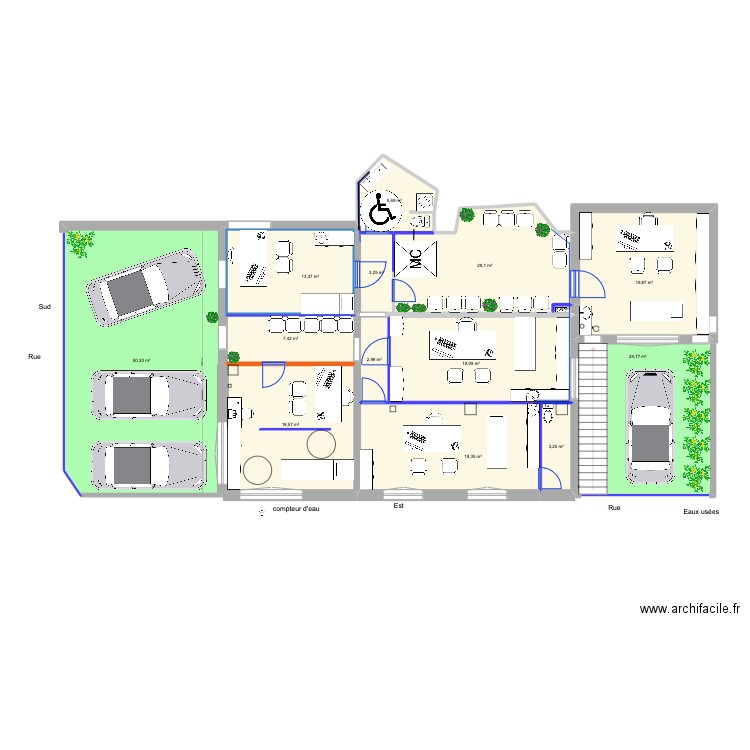 Si 4 places requises. Plan de 14 pièces et 319 m2