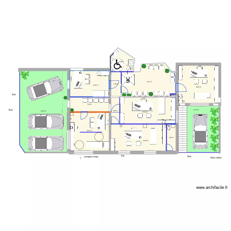 Si 4 places requises. Plan de 