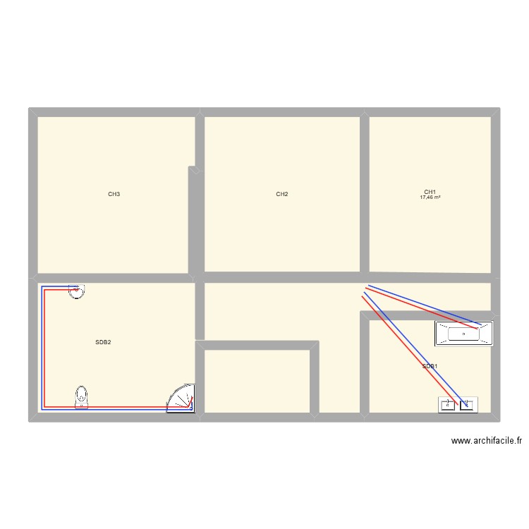 ETAGE BALLOT. Plan de 6 pièces et 112 m2