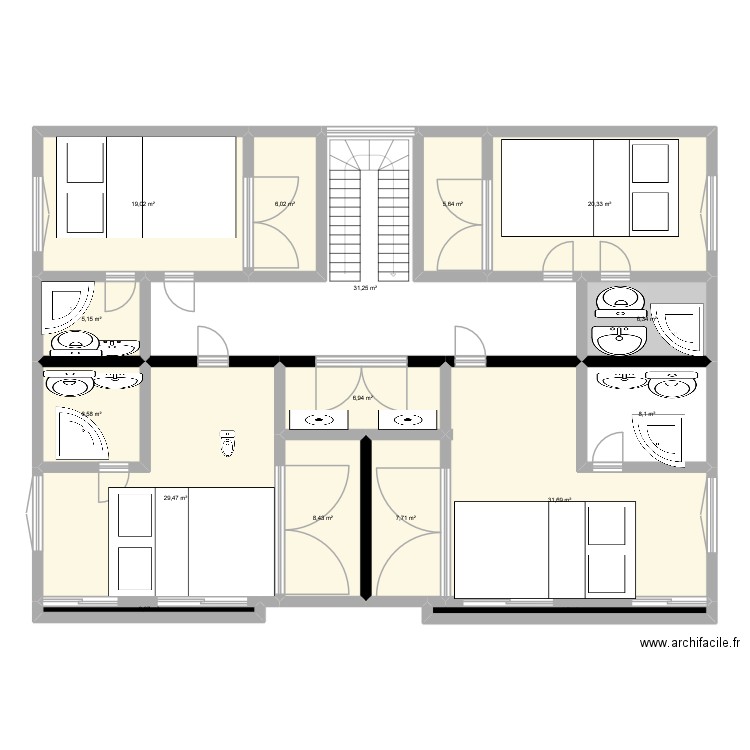LENDI 2026 ETAGE. Plan de 16 pièces et 195 m2