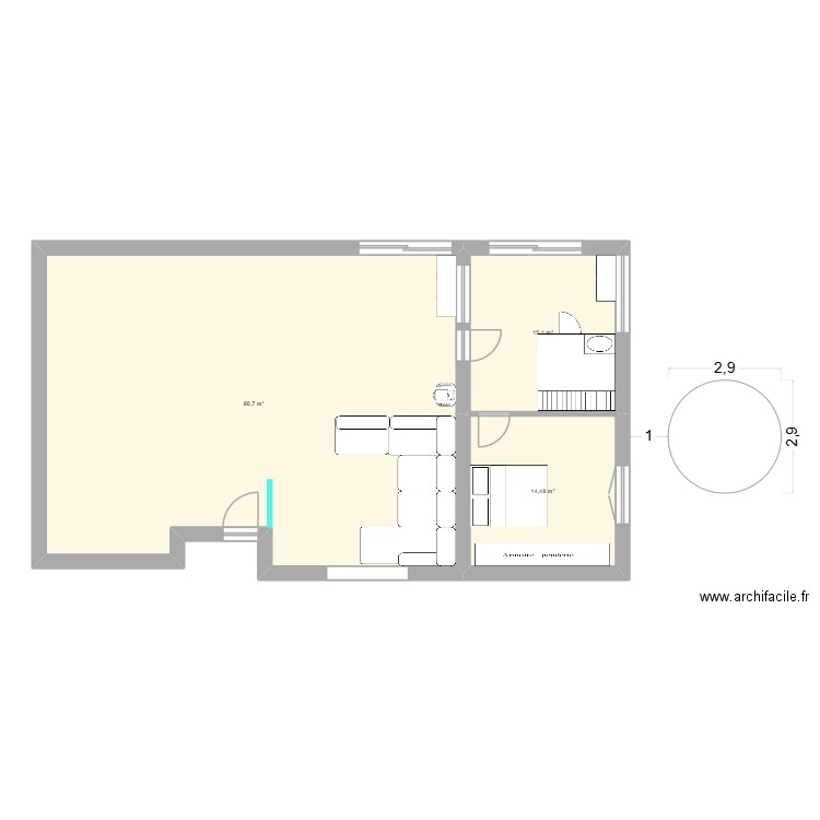 maison. Plan de 3 pièces et 110 m2