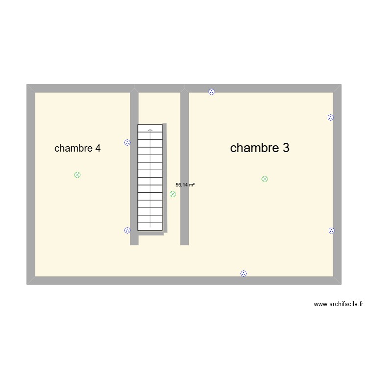 maison. Plan de 1 pièce et 56 m2