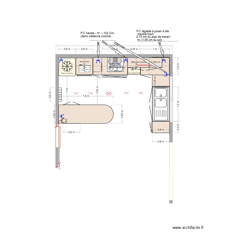 Cuisine intégrée Merlevenez-01/08/2024 .. Plan de 0 pièce et 0 m2