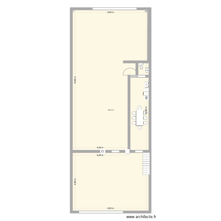plan après travaux. Plan de 1 pièce et 194 m2