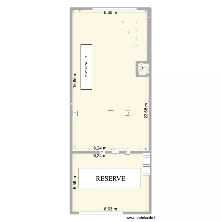 plan apr&egrave;s travaux. Plan de 1 pièce et 194 m²