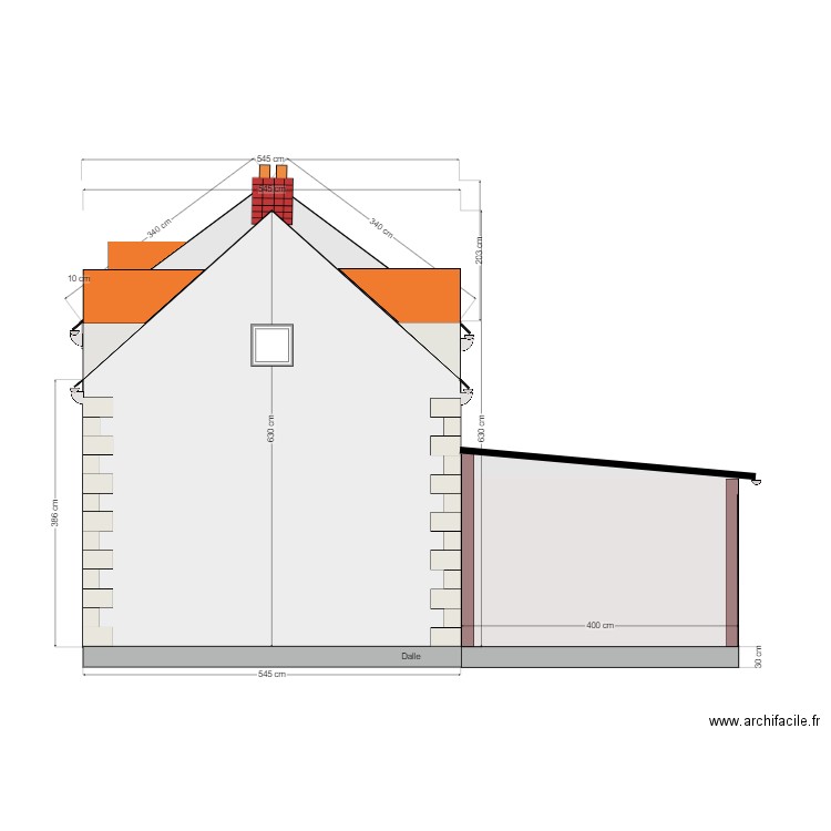 plan existant facade est existant. Plan de 0 pièce et 0 m2