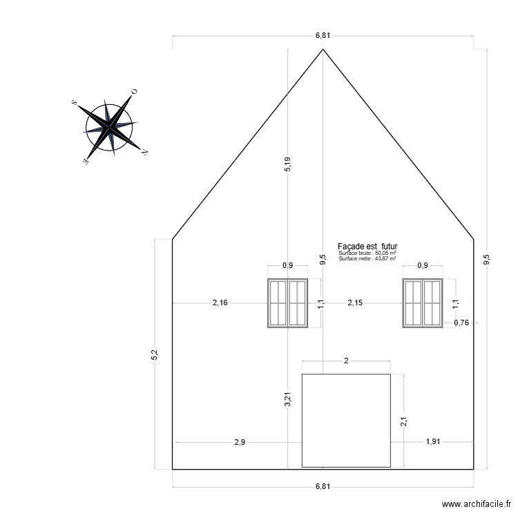 Façade  futur Est. Plan de 0 pièce et 0 m2