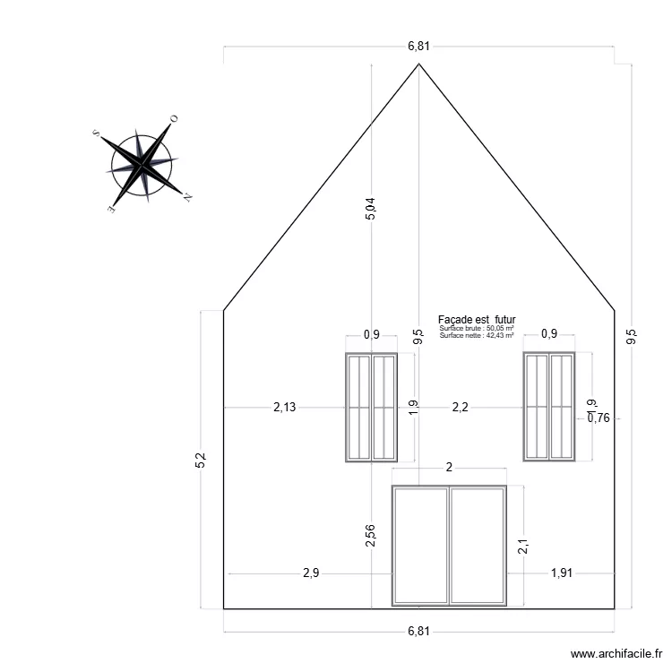 Fa&ccedil;ade  futur Est. Plan de 