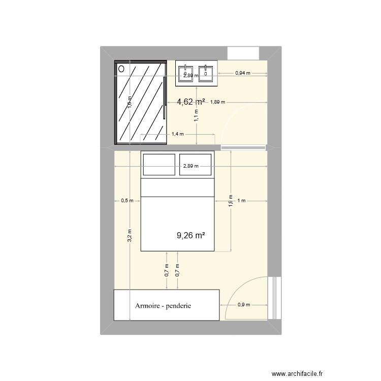 Florange. Plan de 2 pièces et 14 m2