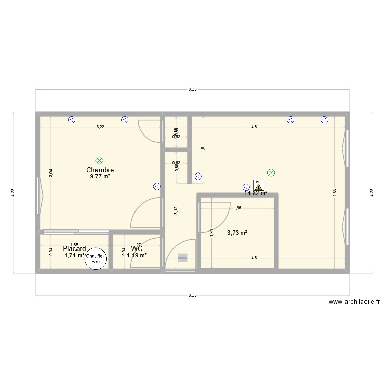 Immeuble RDC T2. Plan de 5 pièces et 36 m2