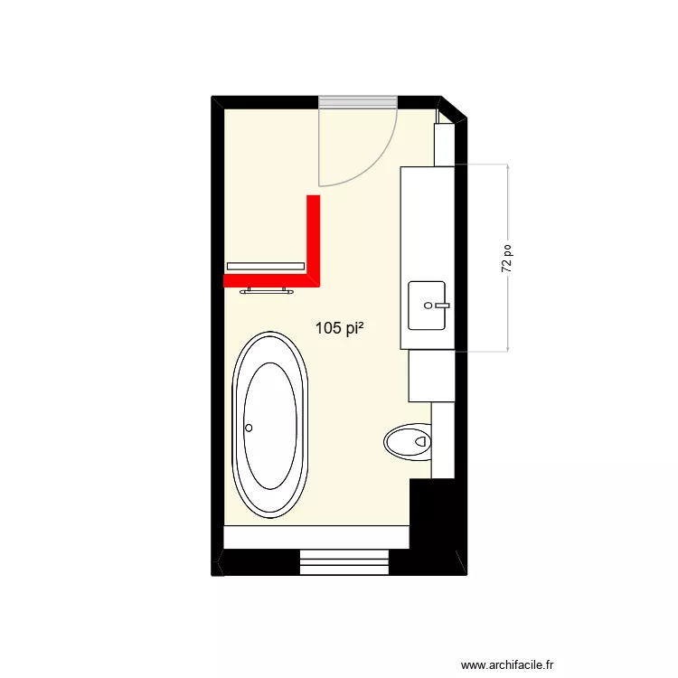 Joelle sdb1. Plan de 1 Pièce et 10 m²