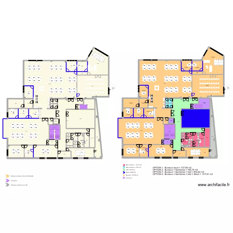 Albi Soult - Projet salles de r&eacute;union. Plan de 108  et 1985 m²
