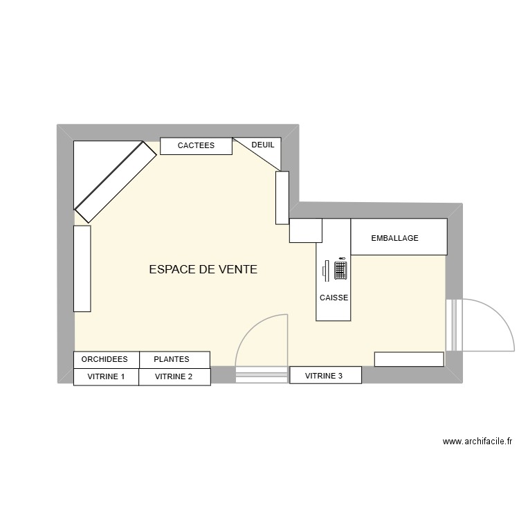 ESPACE DE VENTE. Plan de 1 pièce et 17 m2