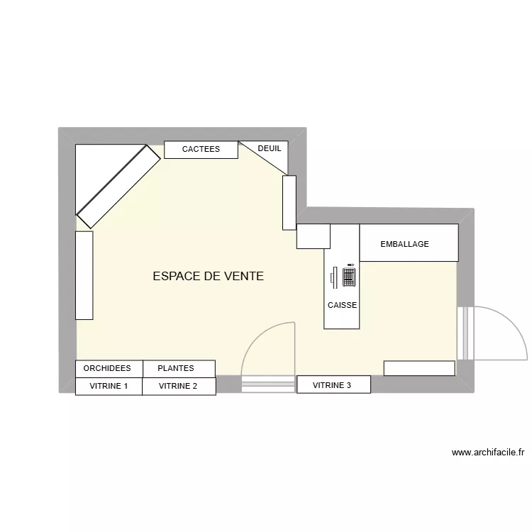 ESPACE DE VENTE. Plan de 1 pièce et 17 m²