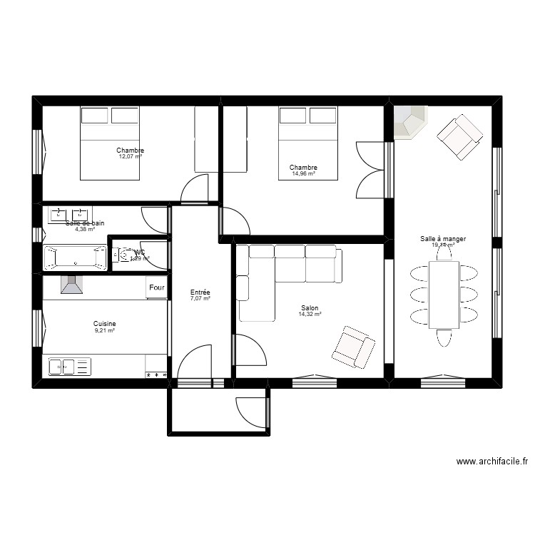 cezeroux. Plan de 9 pièces et 85 m2