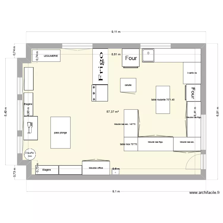 cuisine &agrave; jour. Plan de 