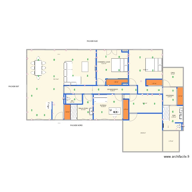 grenay poulieu ORIGINAL ouverture baies vitrées. Plan de 22 pièces et 169 m2