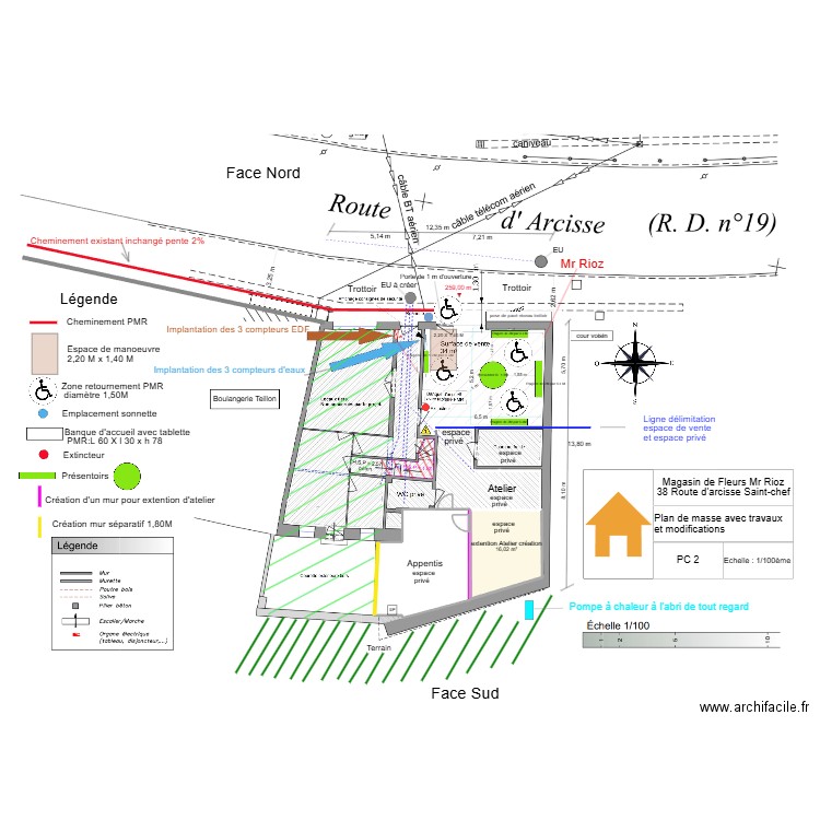 PC 2 Plan de masse avec travaux et modifications 2. Plan de 2 pièces et 40 m2