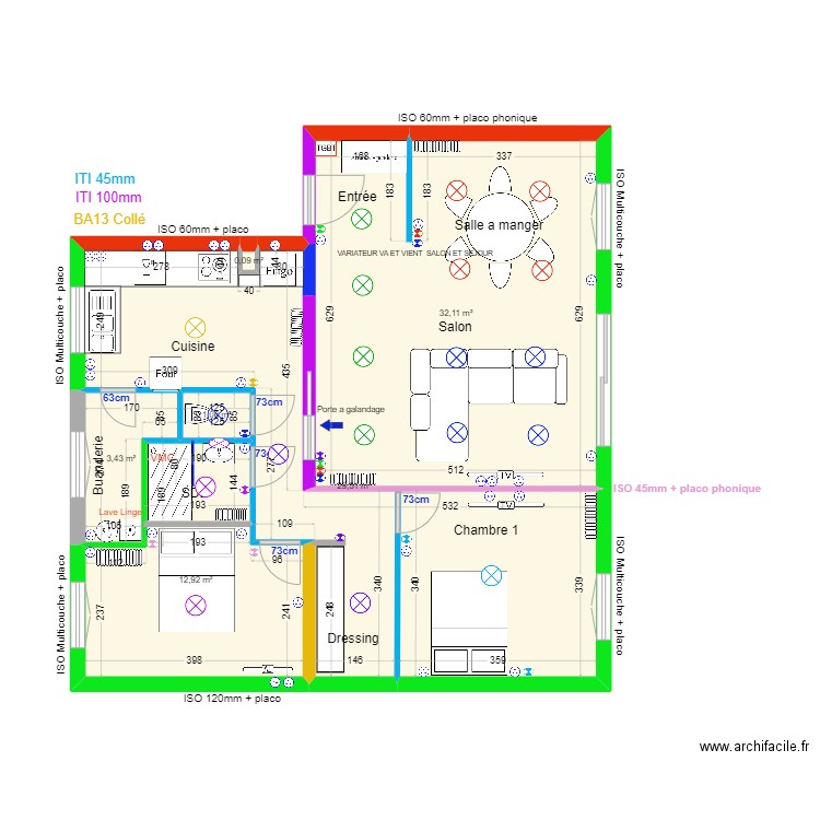 MORVAN ELECTRICITE. Plan de 6 pièces et 79 m2