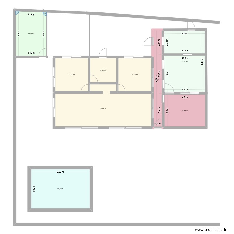 Mahina. Plan de 9 pièces et 153 m2
