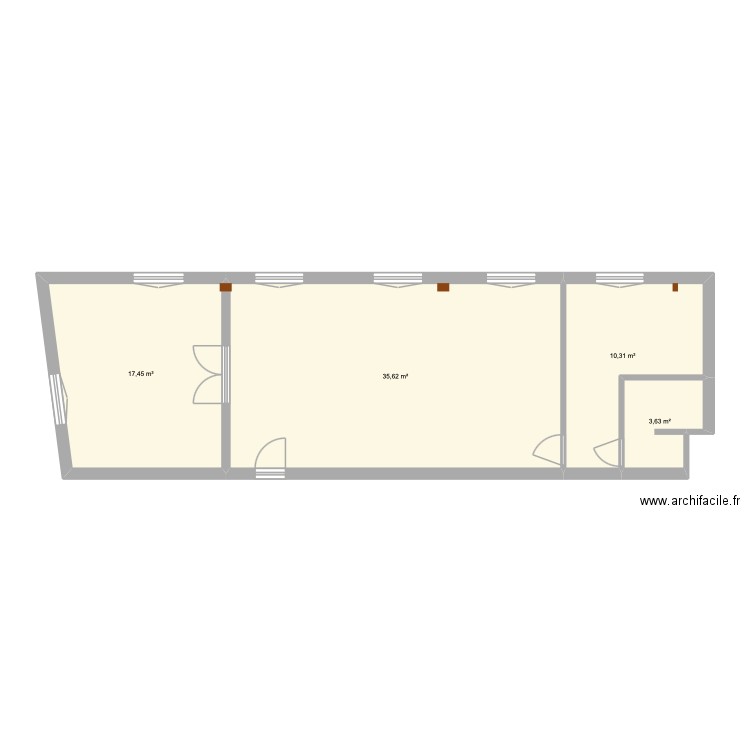 Trou originel. Plan de 4 pièces et 67 m2