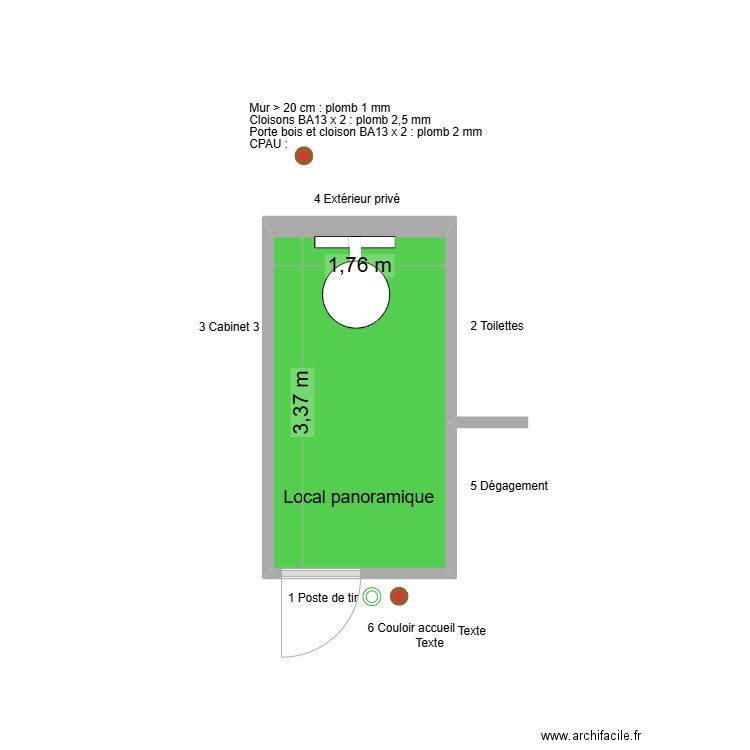 60688 Local panoramique. Plan de 1 pièce et 6 m2