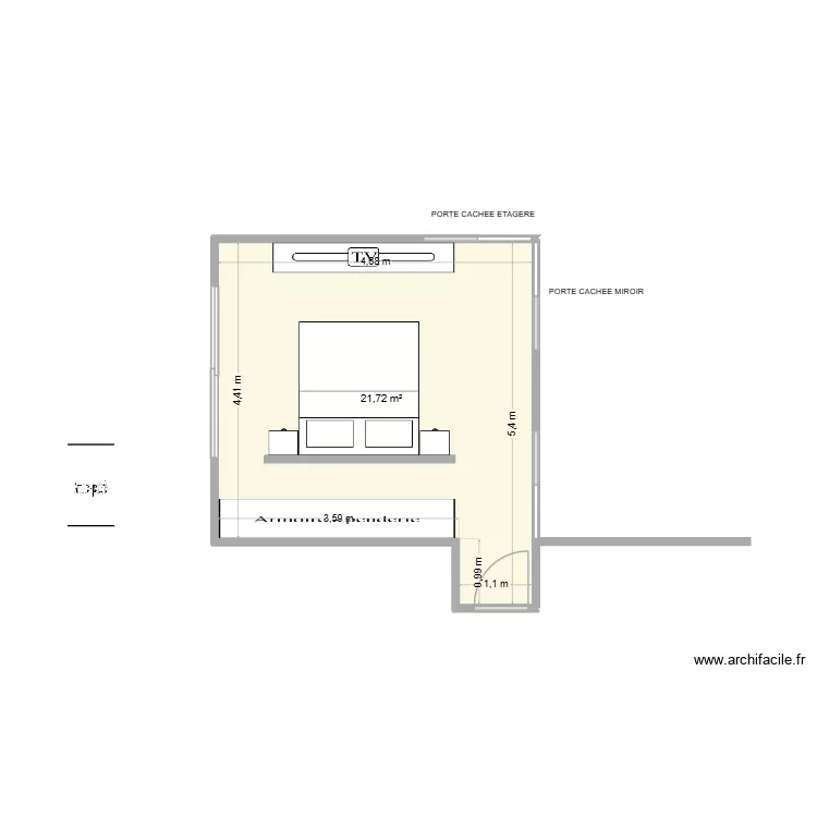 MASTER 2 AGRANDI 1. Plan de 1  et 22 m²