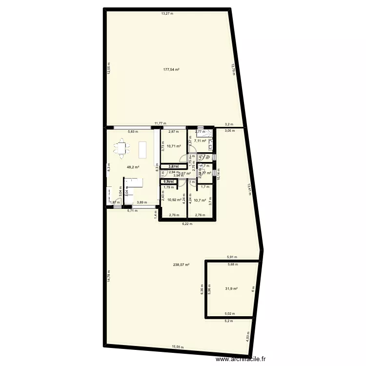 Galinou vrai terrain v2. Plan de 13  et 549 m²