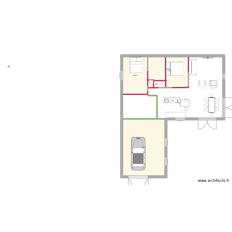 maison marie. Plan de 4 pièces et 64 m2